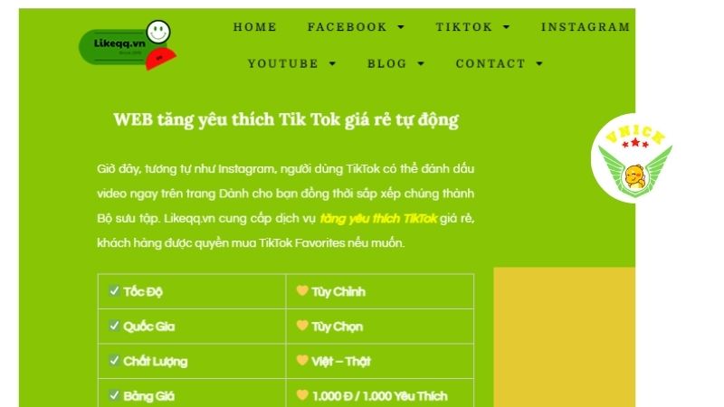Top webs tăng yêu thích Tiktok